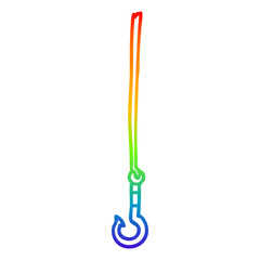 rainbow gradient line drawing cartoon hook