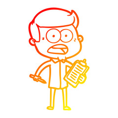 warm gradient line drawing cartoon shocked man