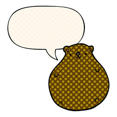 cartoon bear and speech bubble in comic book style