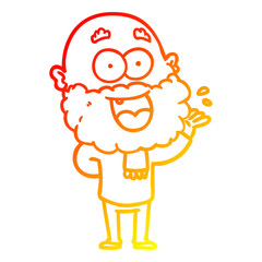 warm gradient line drawing cartoon crazy happy man with beard amazed