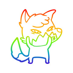 rainbow gradient line drawing clever cartoon fox