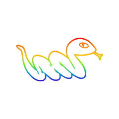 rainbow gradient line drawing cartoon slithering snake