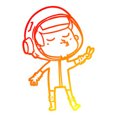 warm gradient line drawing cartoon confident astronaut