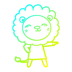 cold gradient line drawing cartoon lion