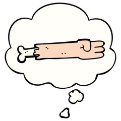 cartoon zombie arm and thought bubble