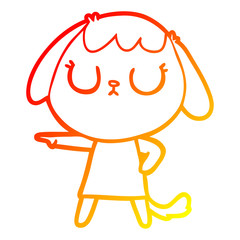 warm gradient line drawing cute cartoon dog