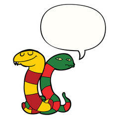 cartoon snakes and speech bubble