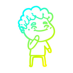 cold gradient line drawing cartoon friendly man