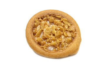 Biscuits cracker homemade. Circle.and thin shield design. Almond tart and so sweet flavored cookies . Isolated on white background.