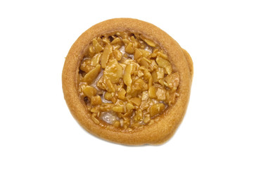 Biscuits cracker homemade. Circle.and thin shield design. Almond tart and so sweet flavored cookies . Isolated on white background.