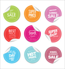 Collection of colorful modern badges and labels