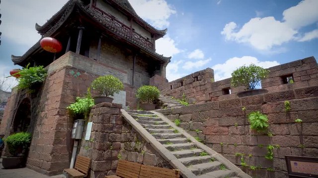 Well preserved watchtower on the walls located on the riverside of Fenghuang, Hunan province, China