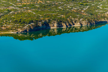 Naklejka na ściany i meble Vransko Lake and Kornati Islands. View from Kamenjak hill. Dalmatia, Croatia.