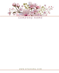 Pink Sakura Vignette Letterhead. Corporate Style Stationery. Great for Perfume Company, Beauty Salon, or Flower Shop.