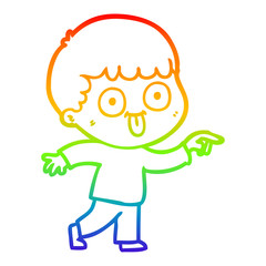 rainbow gradient line drawing cartoon man staring