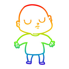 rainbow gradient line drawing cartoon bald man