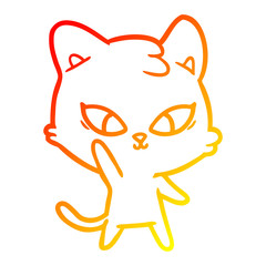 warm gradient line drawing cute cartoon cat