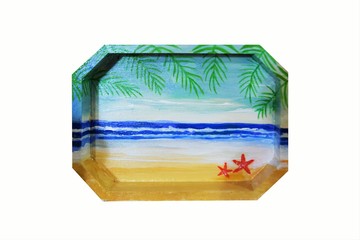 Beautiful summer sea side view art illustration