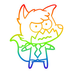 rainbow gradient line drawing cartoon annoyed fox