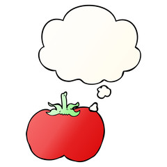 cartoon tomato and thought bubble in smooth gradient style