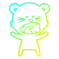 cold gradient line drawing angry cartoon polar bear