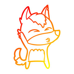 warm gradient line drawing cartoon wolf whistling
