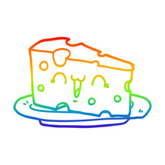 rainbow gradient line drawing cute cartoon cheese