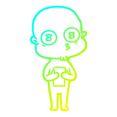 cold gradient line drawing cartoon weird bald spaceman