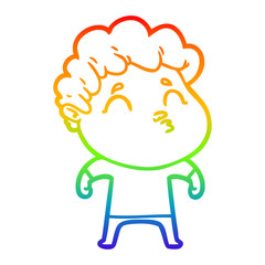 rainbow gradient line drawing cartoon man pouting