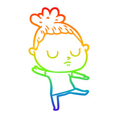 rainbow gradient line drawing cartoon calm woman