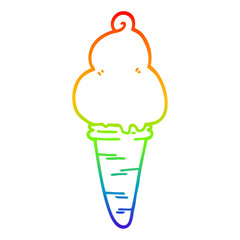 rainbow gradient line drawing cartoon ice cream