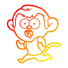 warm gradient line drawing cartoon running monkey