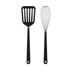 Spatula and Whisk. Kitchen tools and Cooking utensils icon. Vector illustration.