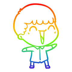 rainbow gradient line drawing cartoon happy man