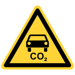 CO2 Auto und Warnschild