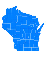 Fototapeta premium Karte von Wisconsin