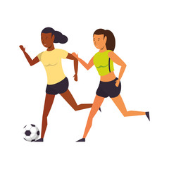 Couple training sports cartoons isolated