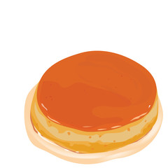 caramel custard pudding on white background- vector eps 10