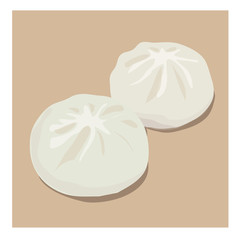 Chinese Steam Bun,Meat Bun Dim Sum  illustration vector eps 10