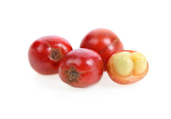 fresh coffee beans isolated on white background