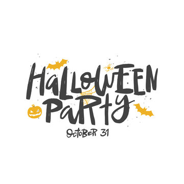 Halloween party vector brush lettering. Handwritten Halloween typography print.