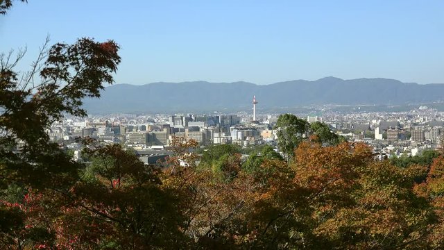 Kyoto city skyline from the Kiyomizu-dera temple. Higashiyama, Kyoto, Japan
