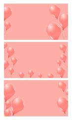 Set of vector pink helium balloons on pink background. Flying latex 3d ballons.  © Linett