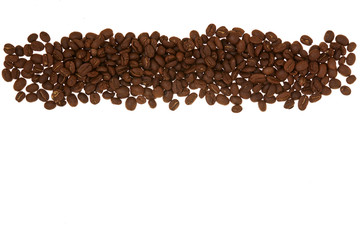 Pile of coffee beans white background