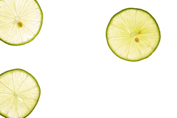 slice fresh lime on white