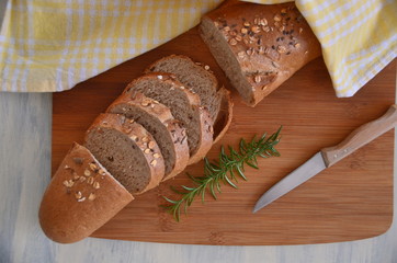 bread on a wooden board
