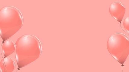 Vector pink helium balloons on pink background. Flying latex 3d ballons.  © Linett