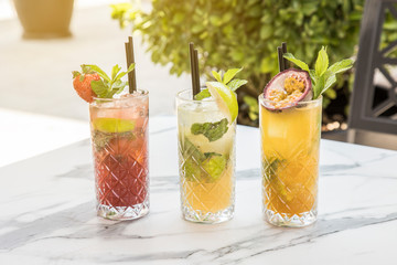 summer cocktails on table