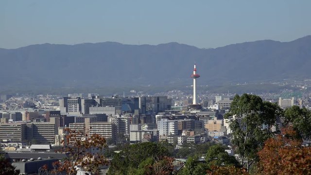 Kyoto city skyline from the Kiyomizu-dera temple. Higashiyama, Kyoto, Japan