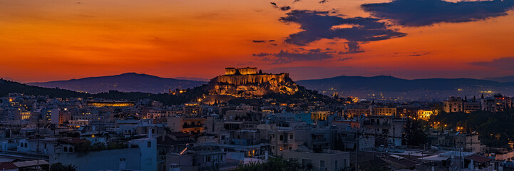 View Of Athens Greece At Sunset